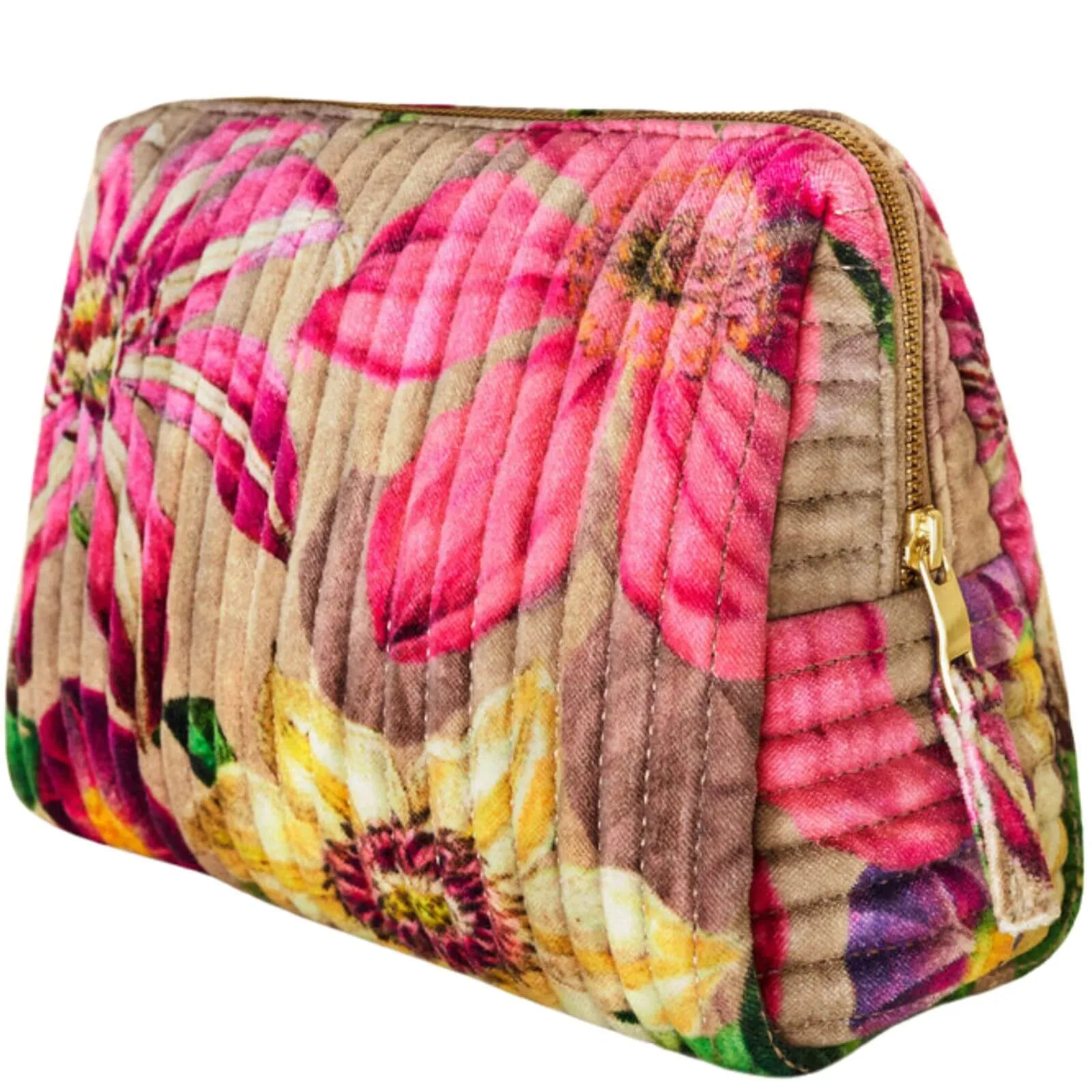 Powder Botanicals Quilted Printed Velvet Wash Bag