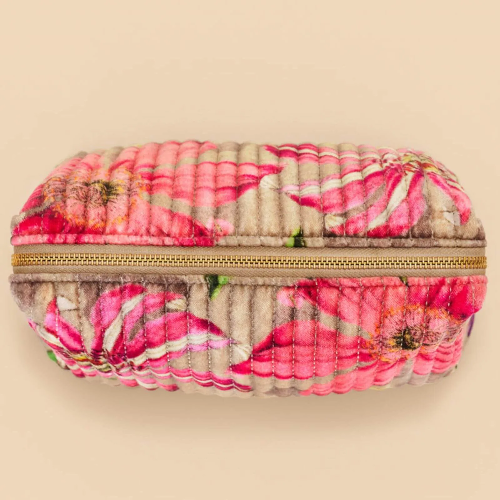 Powder Botanicals Quilted Printed Velvet Wash Bag