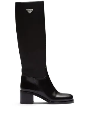 Prada triangle-logo knee-high boots