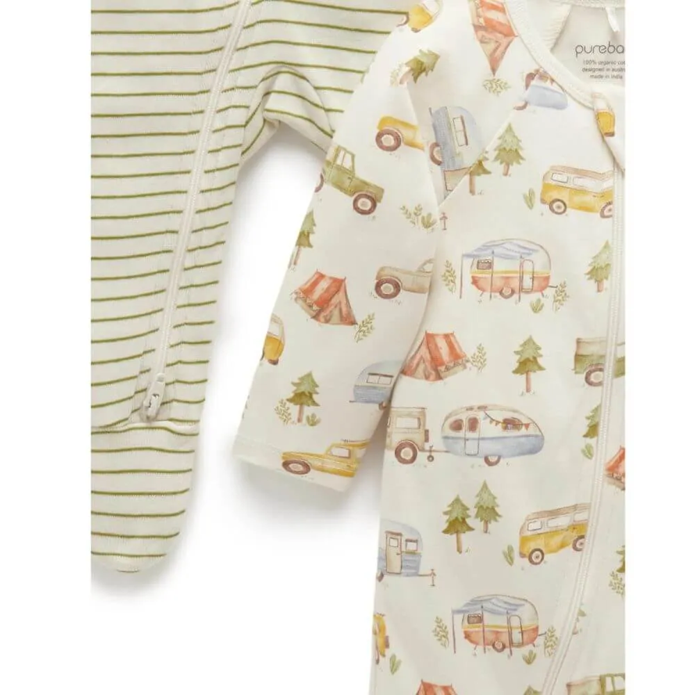 Purebaby Long Weekend Zipsuit 2-Pack