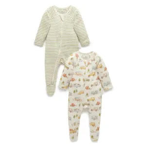 Purebaby Long Weekend Zipsuit 2-Pack