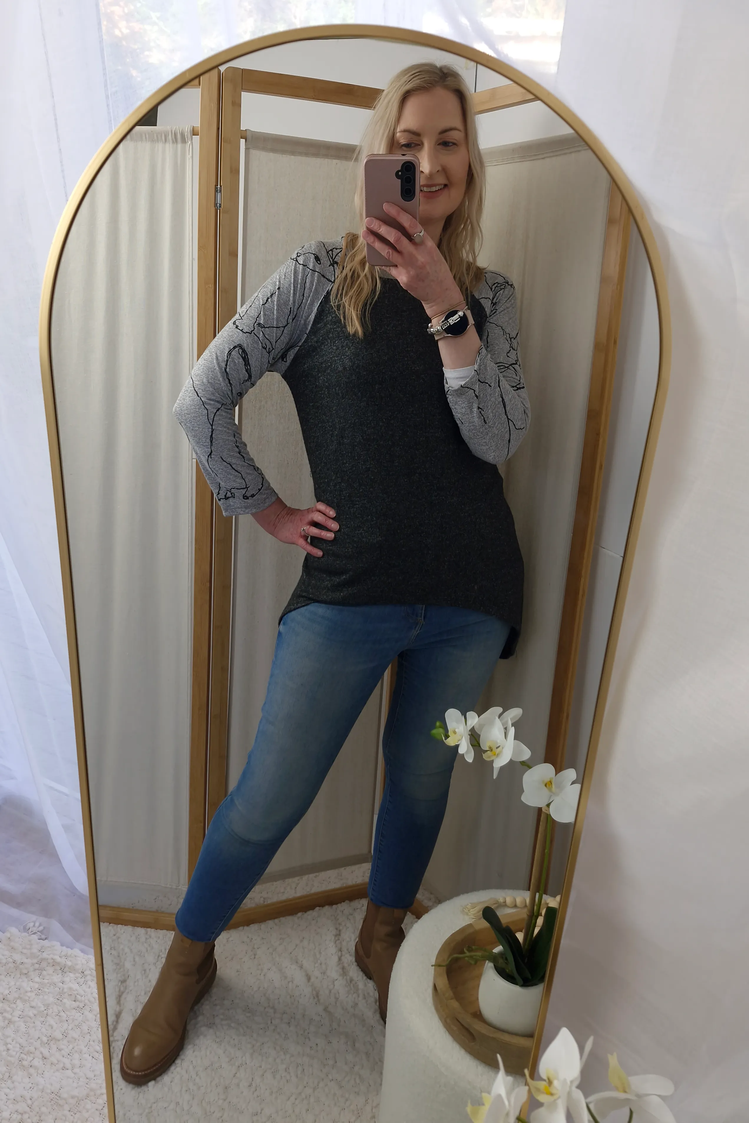 Quinn Simba Top - Grey Marl Body