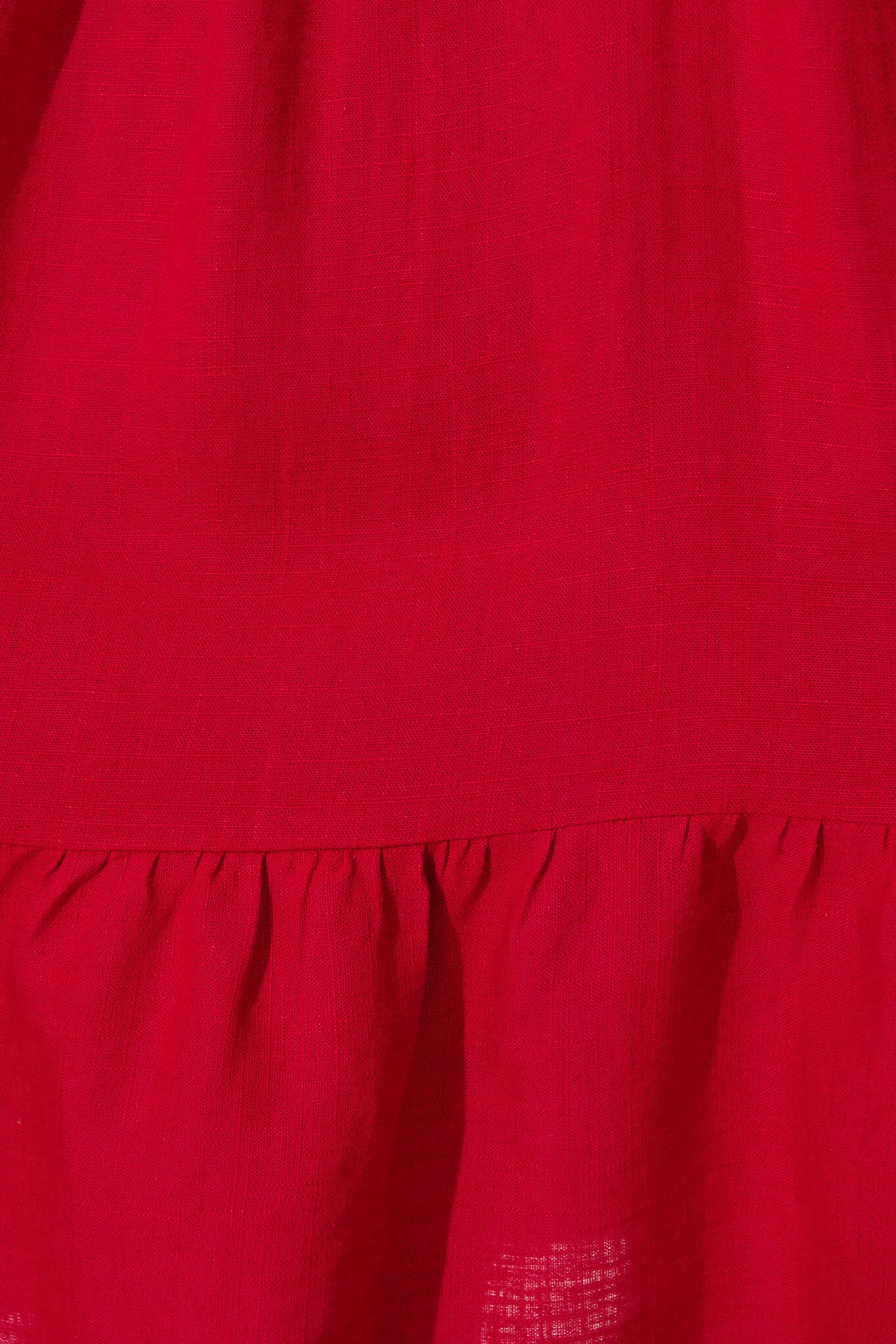 Red Linen Blend Smock Dress