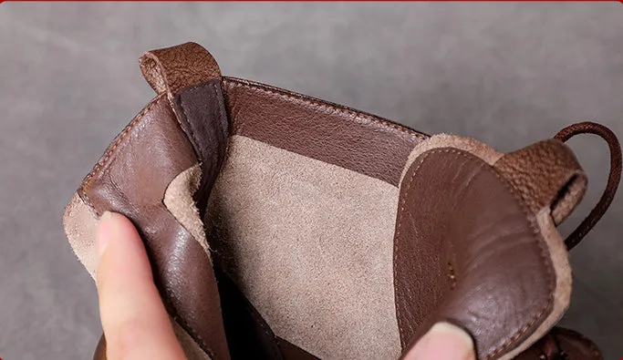 Retro Leather Soft Bottom Lace Up Martin Boots Autumn and Winter Women Shoes