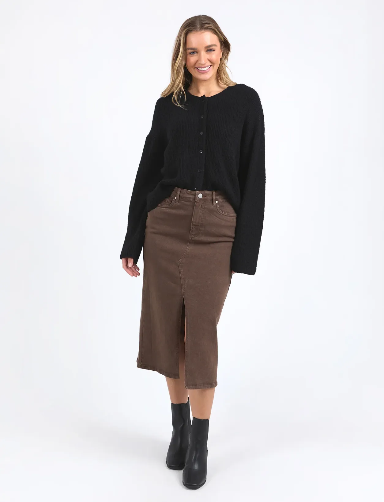 SCOUT MIDI SKIRT - CHOCOLATE