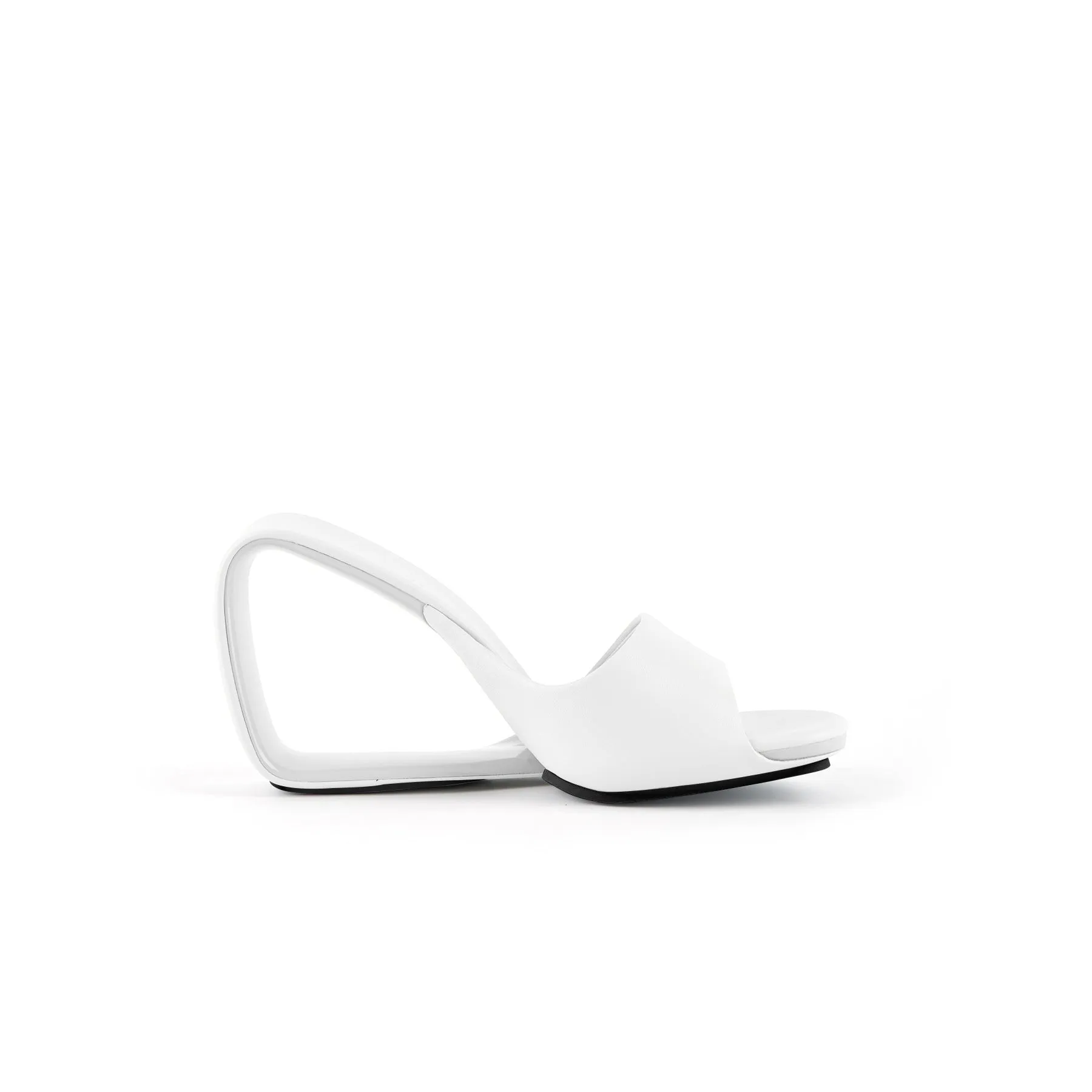 Set It Straight Leather Wedge Slide - White
