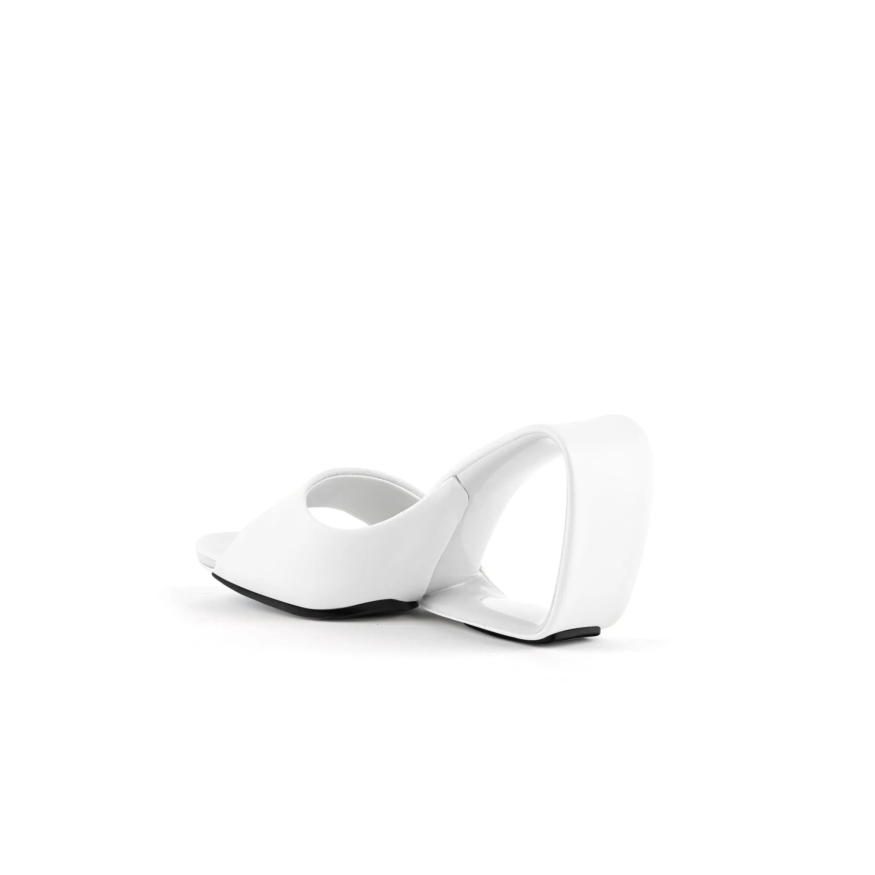 Set It Straight Leather Wedge Slide - White