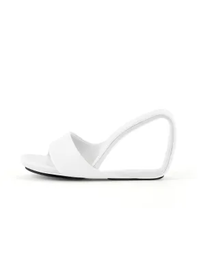 Set It Straight Leather Wedge Slide - White