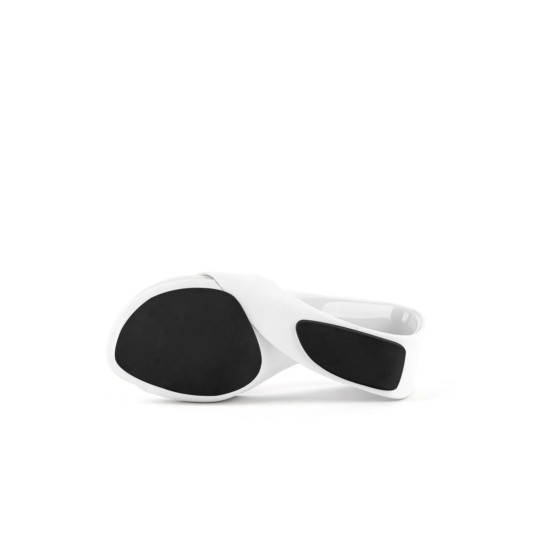 Set It Straight Leather Wedge Slide - White