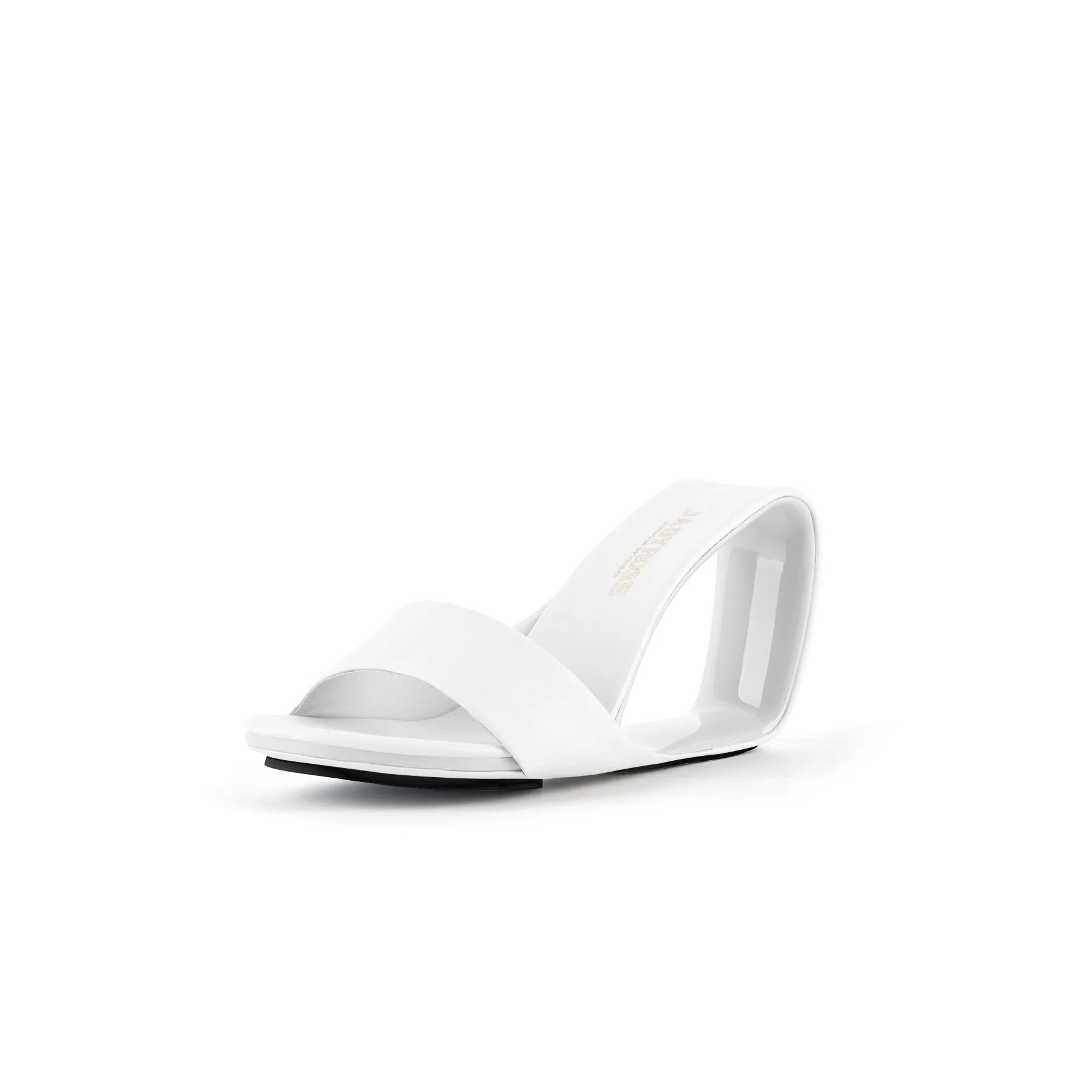 Set It Straight Leather Wedge Slide - White