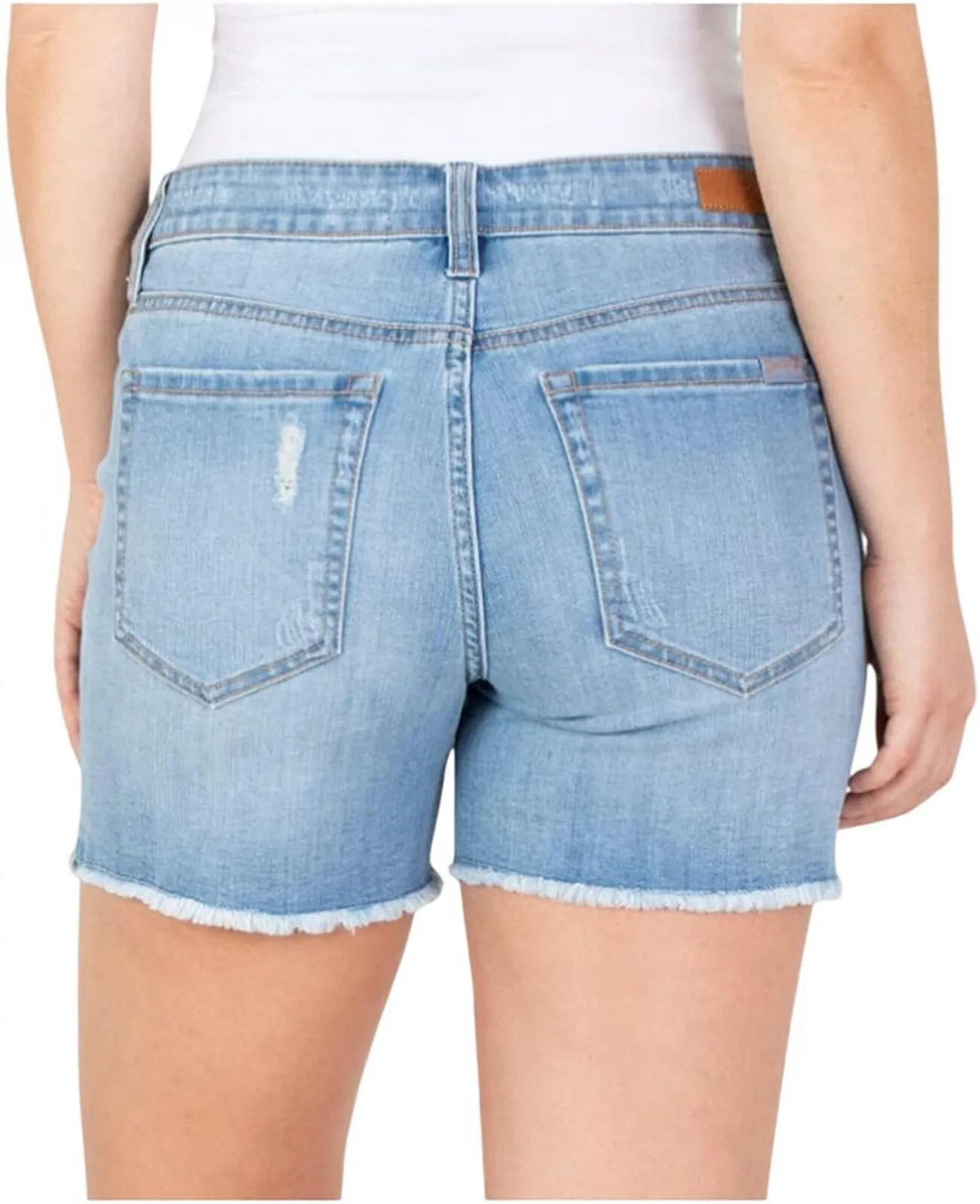 Seven7 Women's Denim Frayed Hem Slim Fit Weekend Short MY3324DE