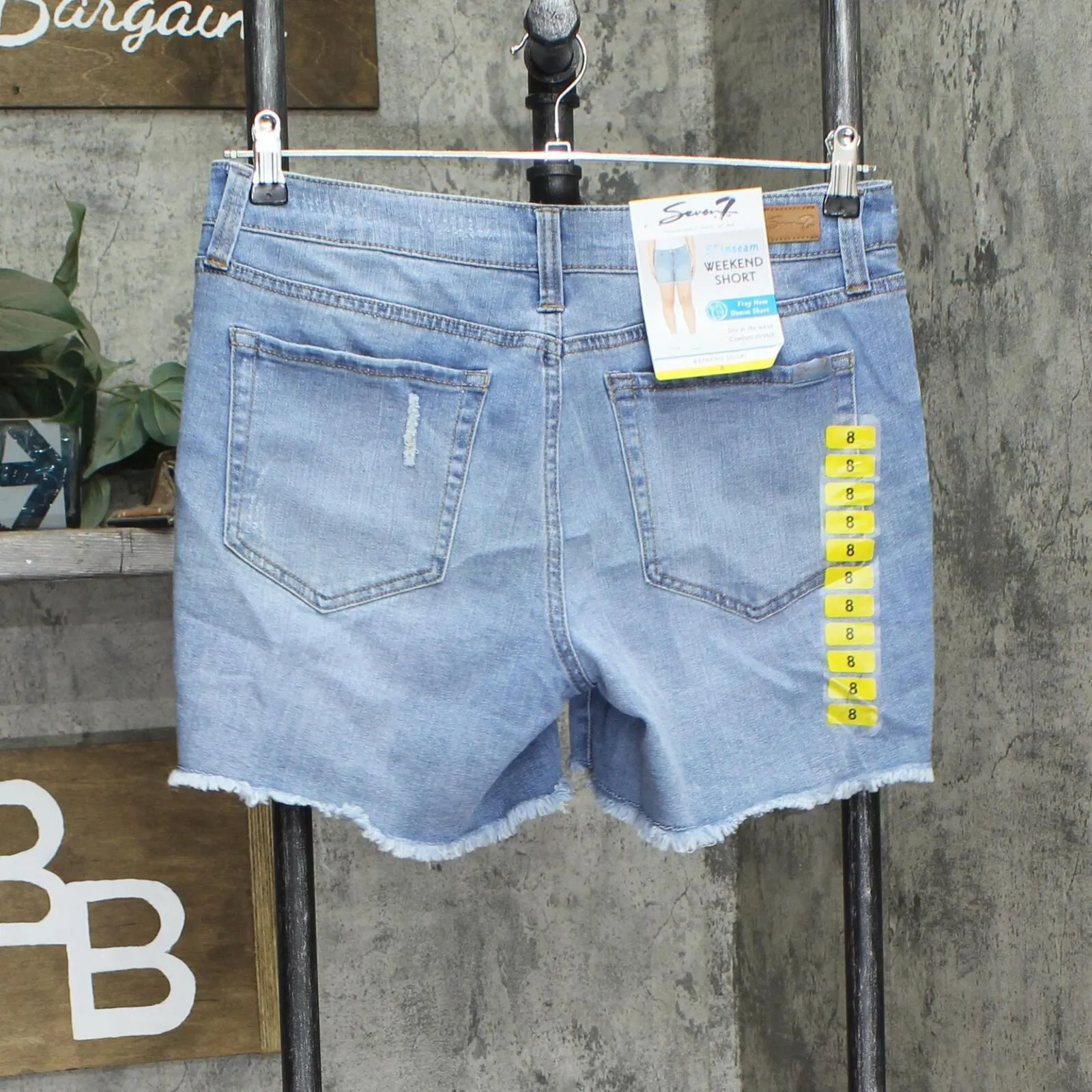 Seven7 Women's Denim Frayed Hem Slim Fit Weekend Short MY3324DE