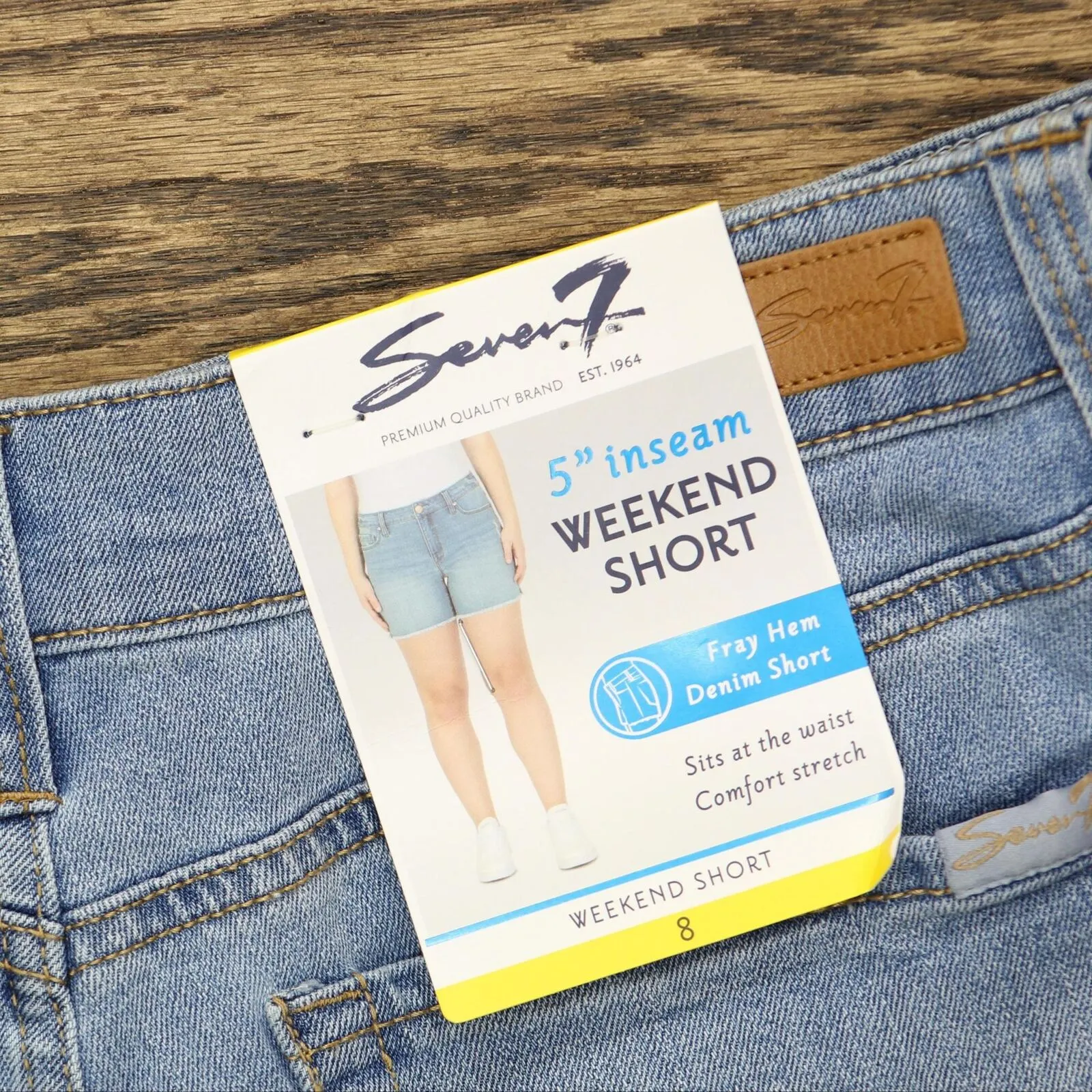 Seven7 Women's Denim Frayed Hem Slim Fit Weekend Short MY3324DE