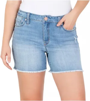 Seven7 Women's Denim Frayed Hem Slim Fit Weekend Short MY3324DE