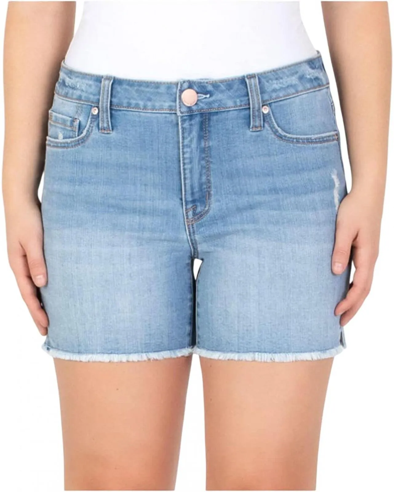 Seven7 Women's Denim Frayed Hem Slim Fit Weekend Short MY3324DE