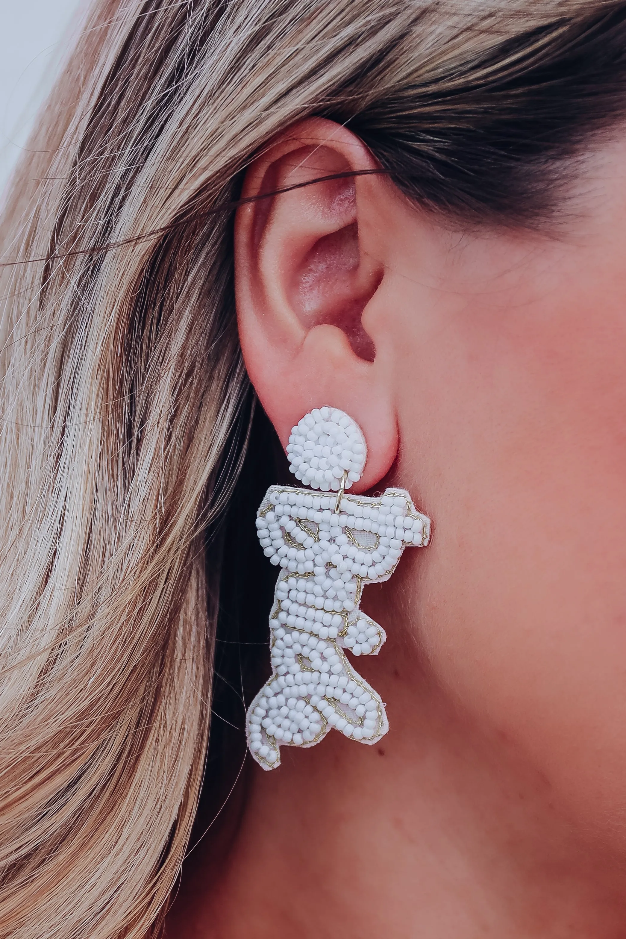 She's The Bride Beaded Earrings - White