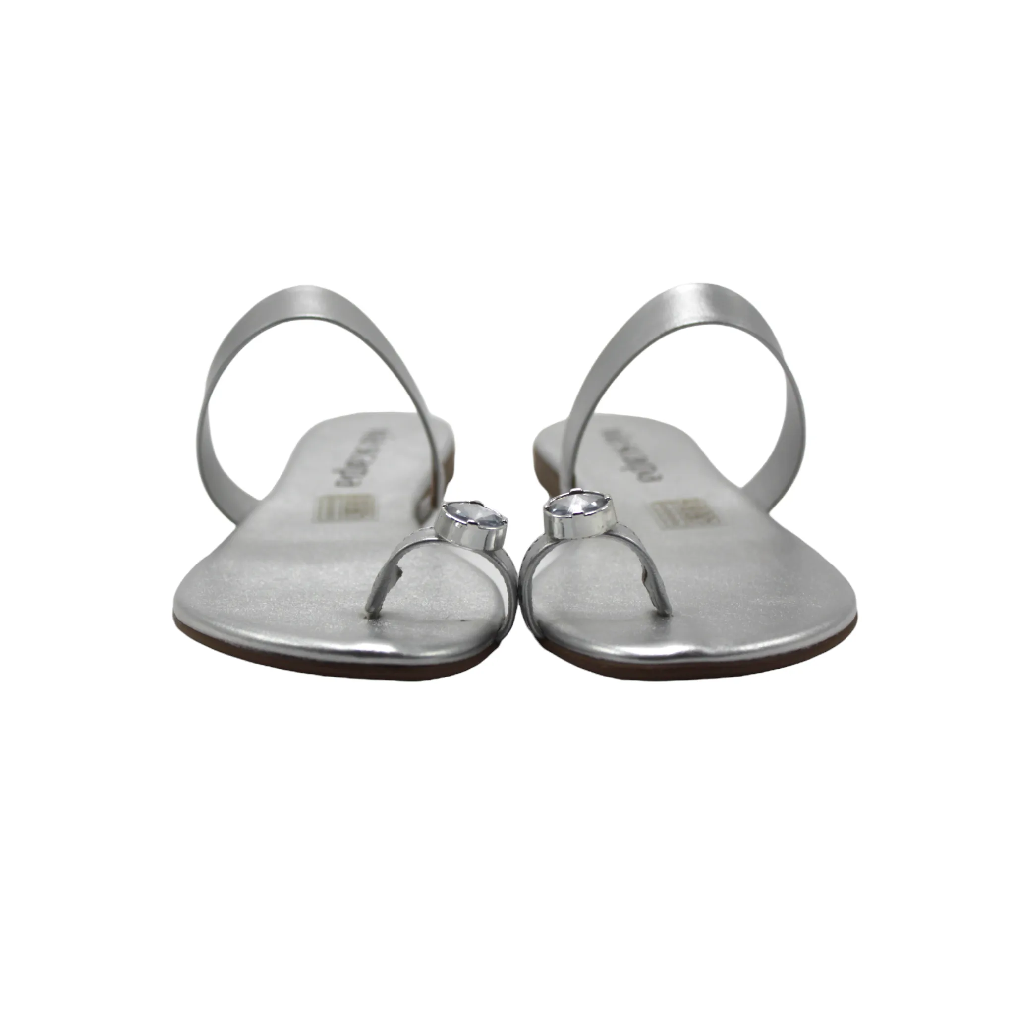 Silver Rhinestone Slip On Flat Sandals