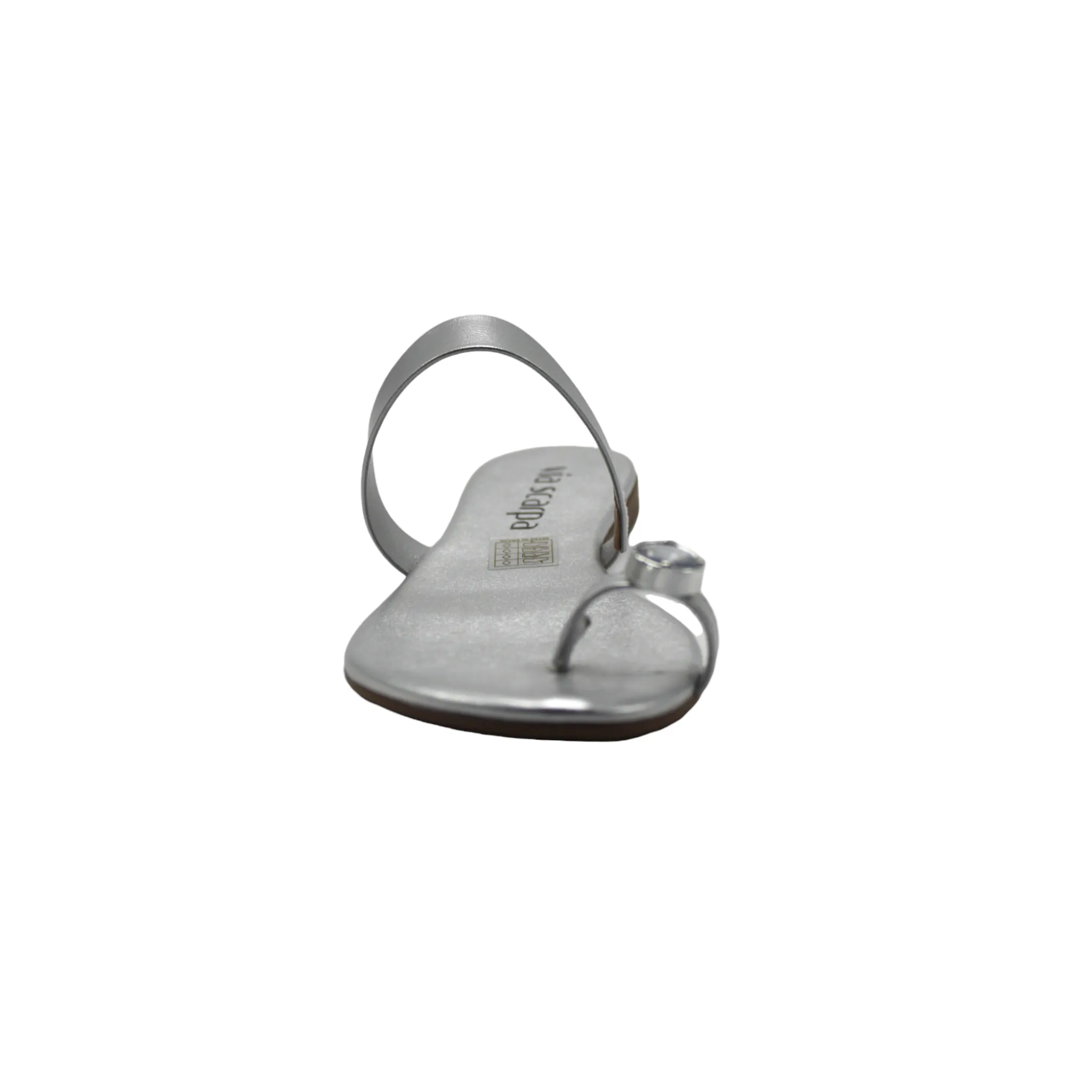 Silver Rhinestone Slip On Flat Sandals