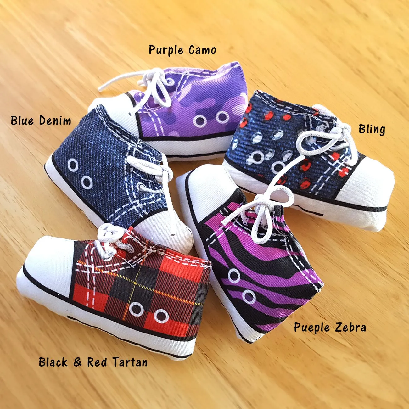 Sneaker Catnip Cat Toy in Black and Red Tartan