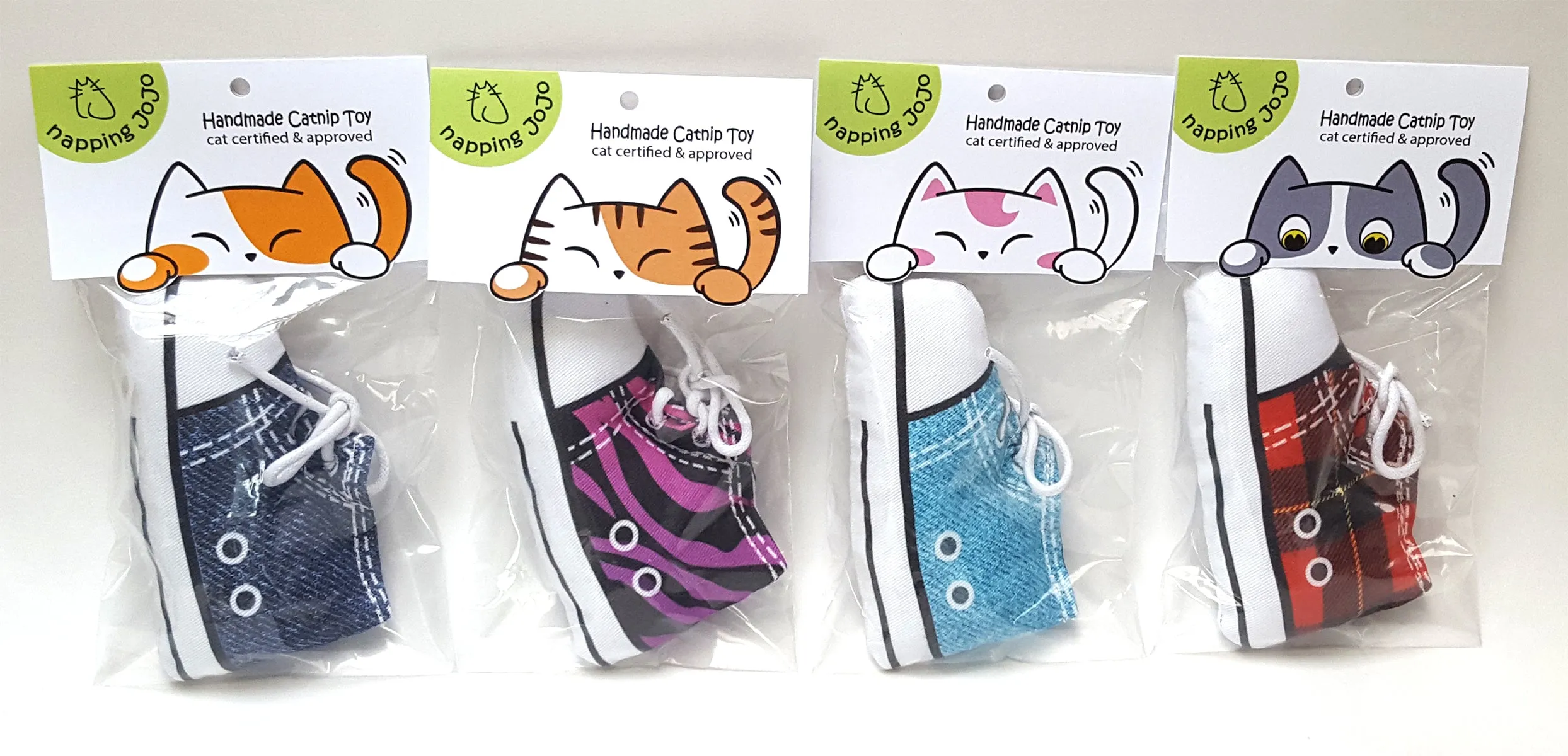 Sneaker Catnip Cat Toy in Purple Zebra