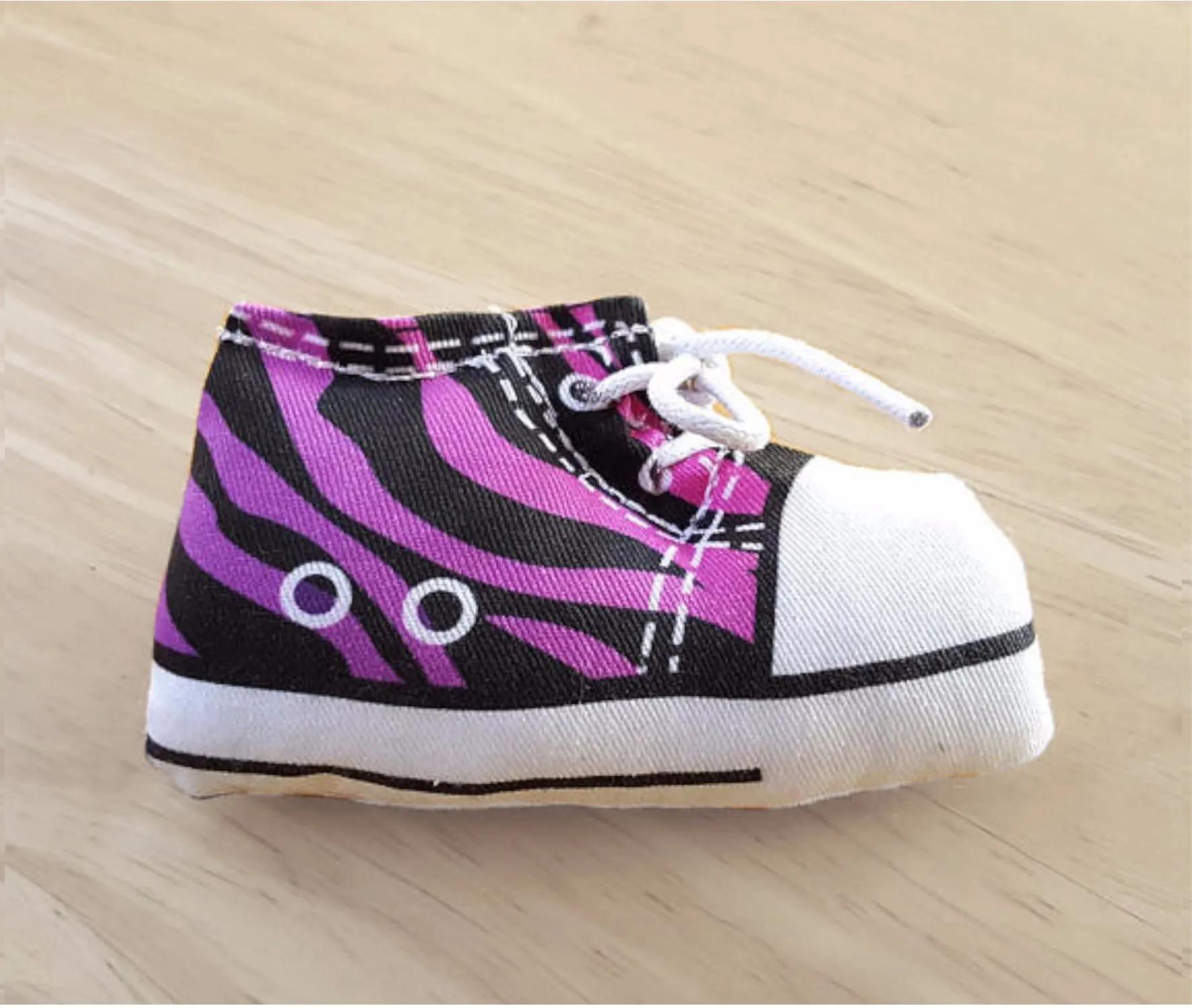 Sneaker Catnip Cat Toy in Purple Zebra