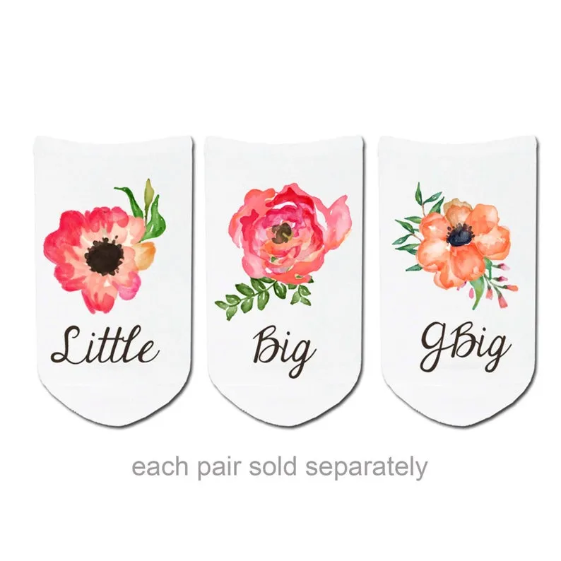 Sorority Custom Socks: LITTLE Water Color Flower No-Show Socks by Sockprints