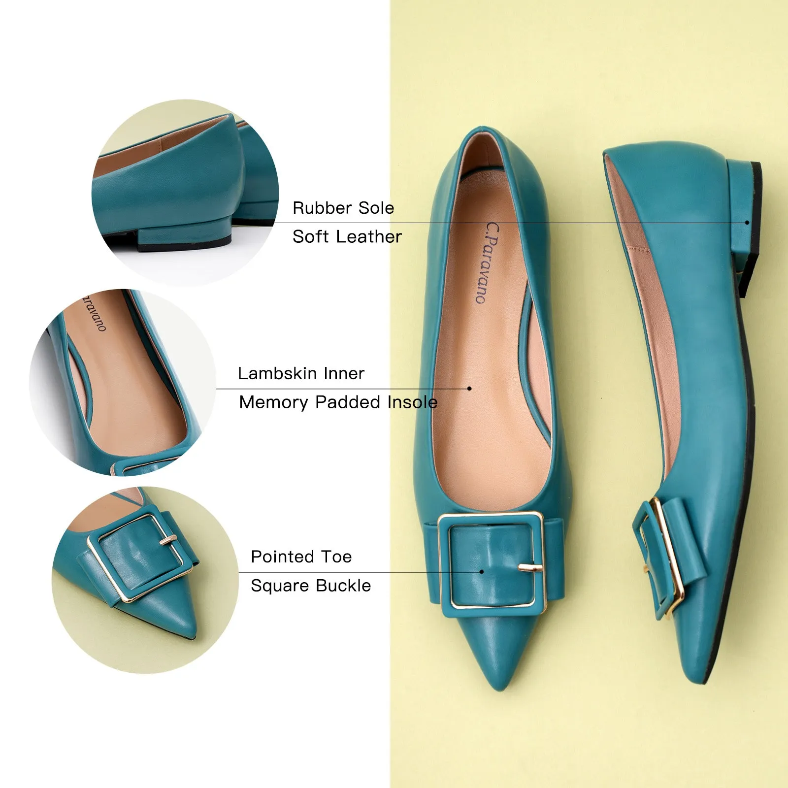 Square Buckle Flats (Aida) (SALE)