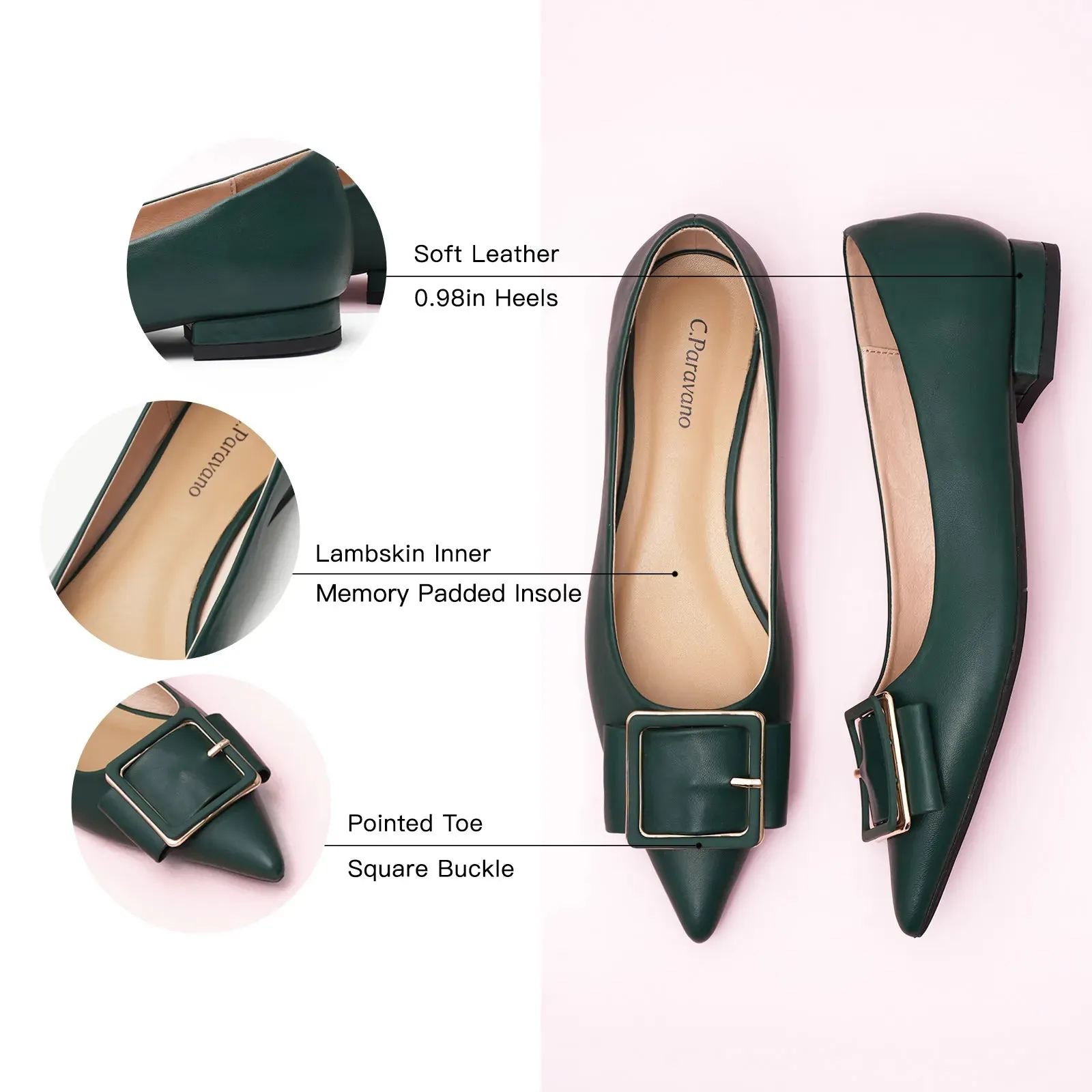 Square Buckle Flats (Aida) (SALE)