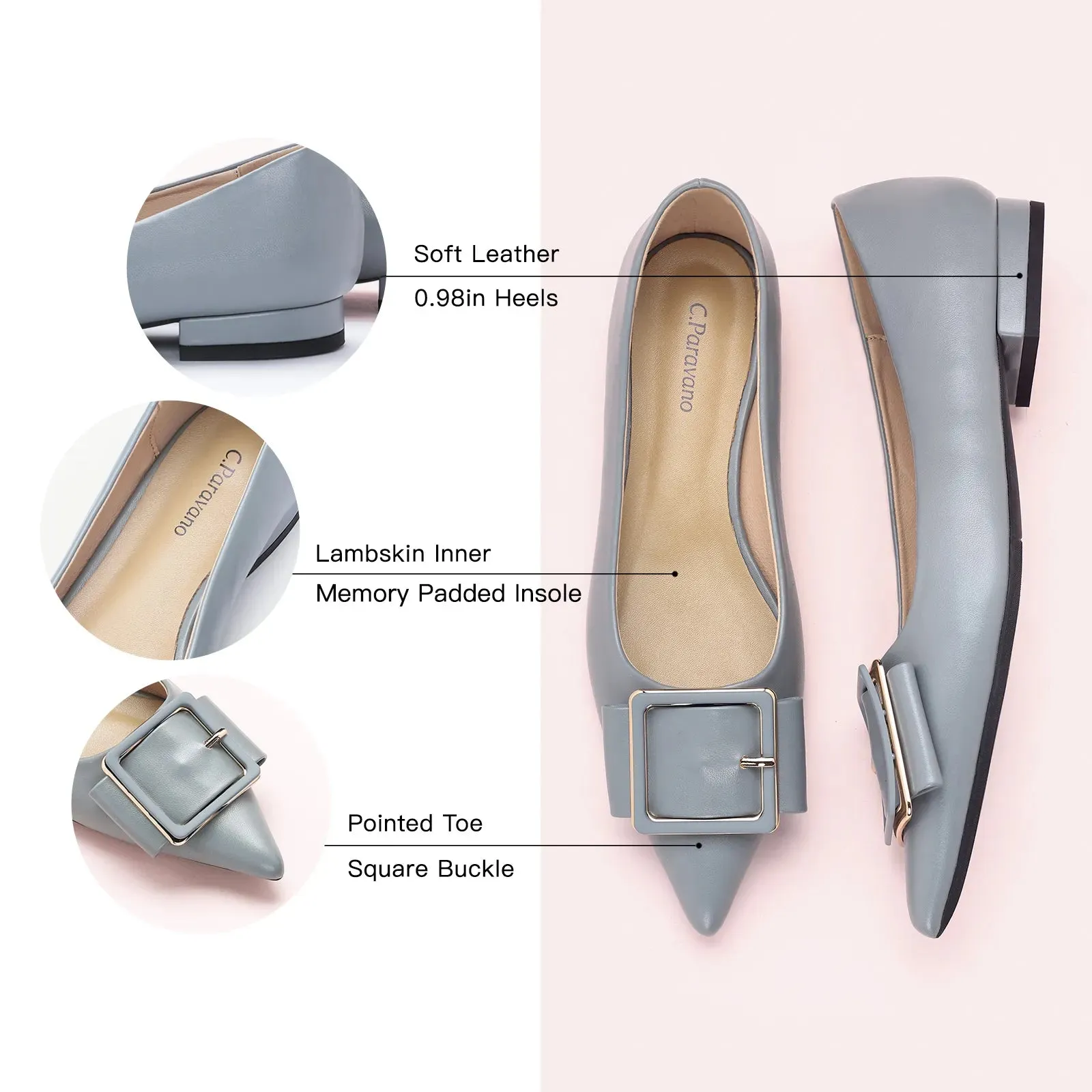 Square Buckle Flats (Aida) (SALE)