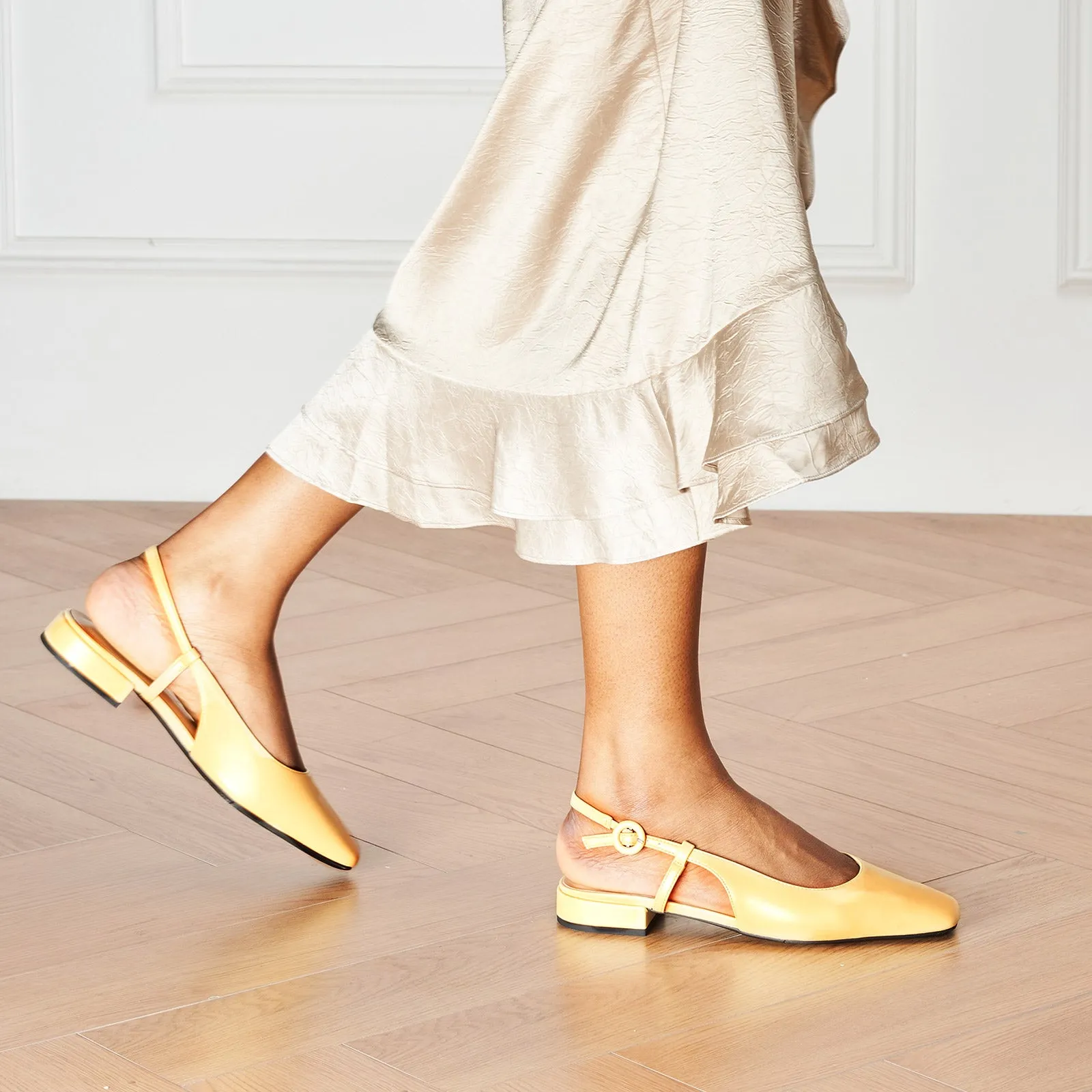 Square Toe Block Heel Slingback Sandals (Alyssa F) wedding