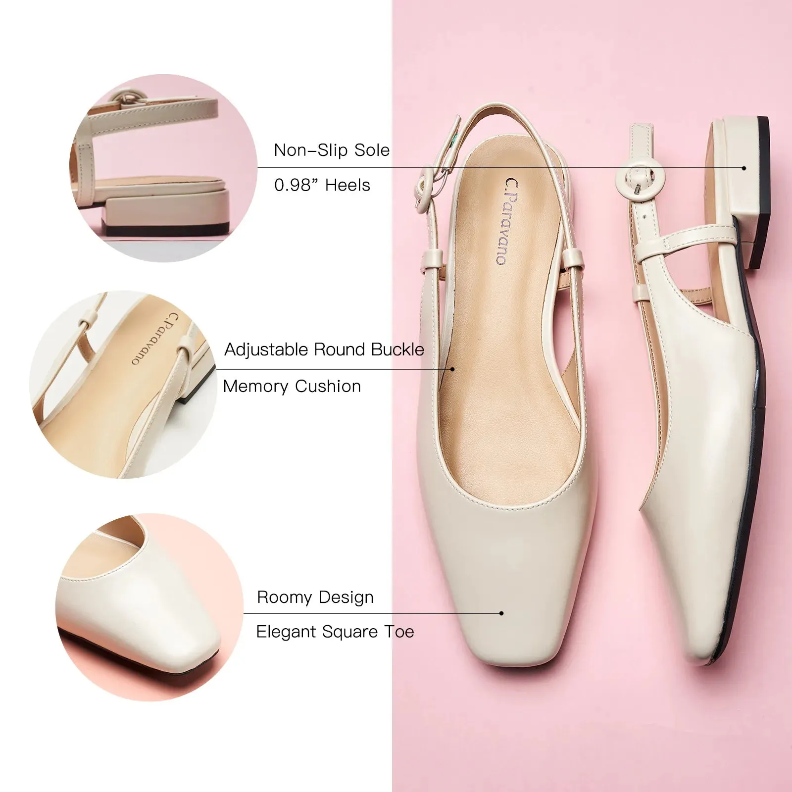 Square Toe Block Heel Slingback Sandals (Alyssa F) wedding