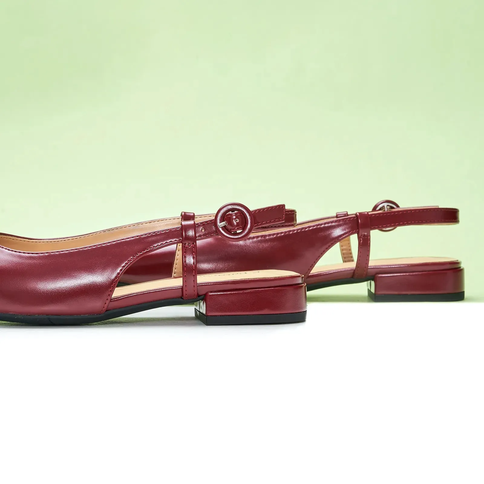 Square Toe Block Heel Slingback Sandals (Alyssa F) wedding