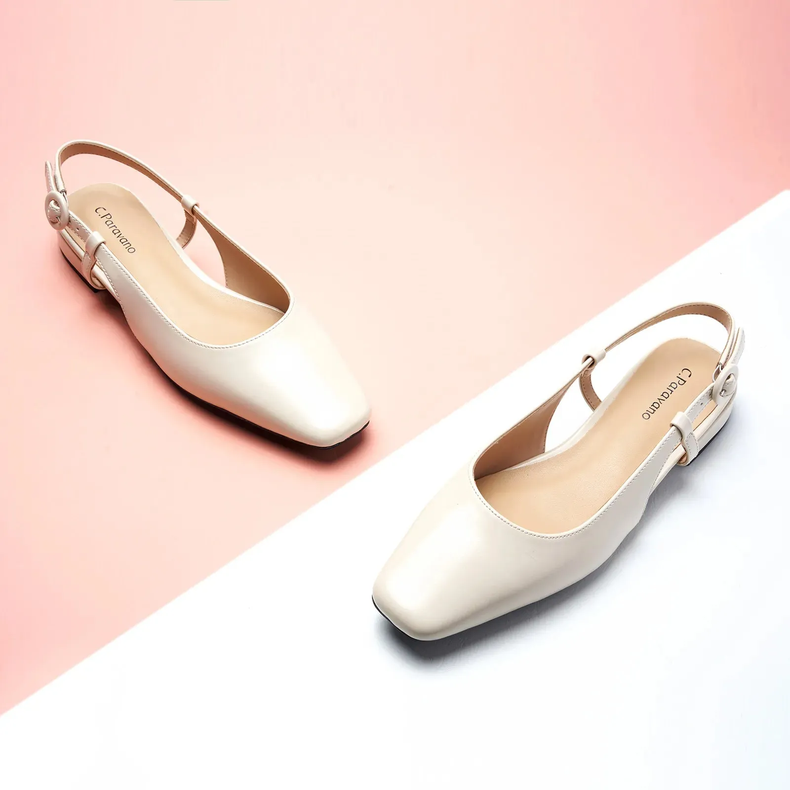 Square Toe Block Heel Slingback Sandals (Alyssa F) wedding
