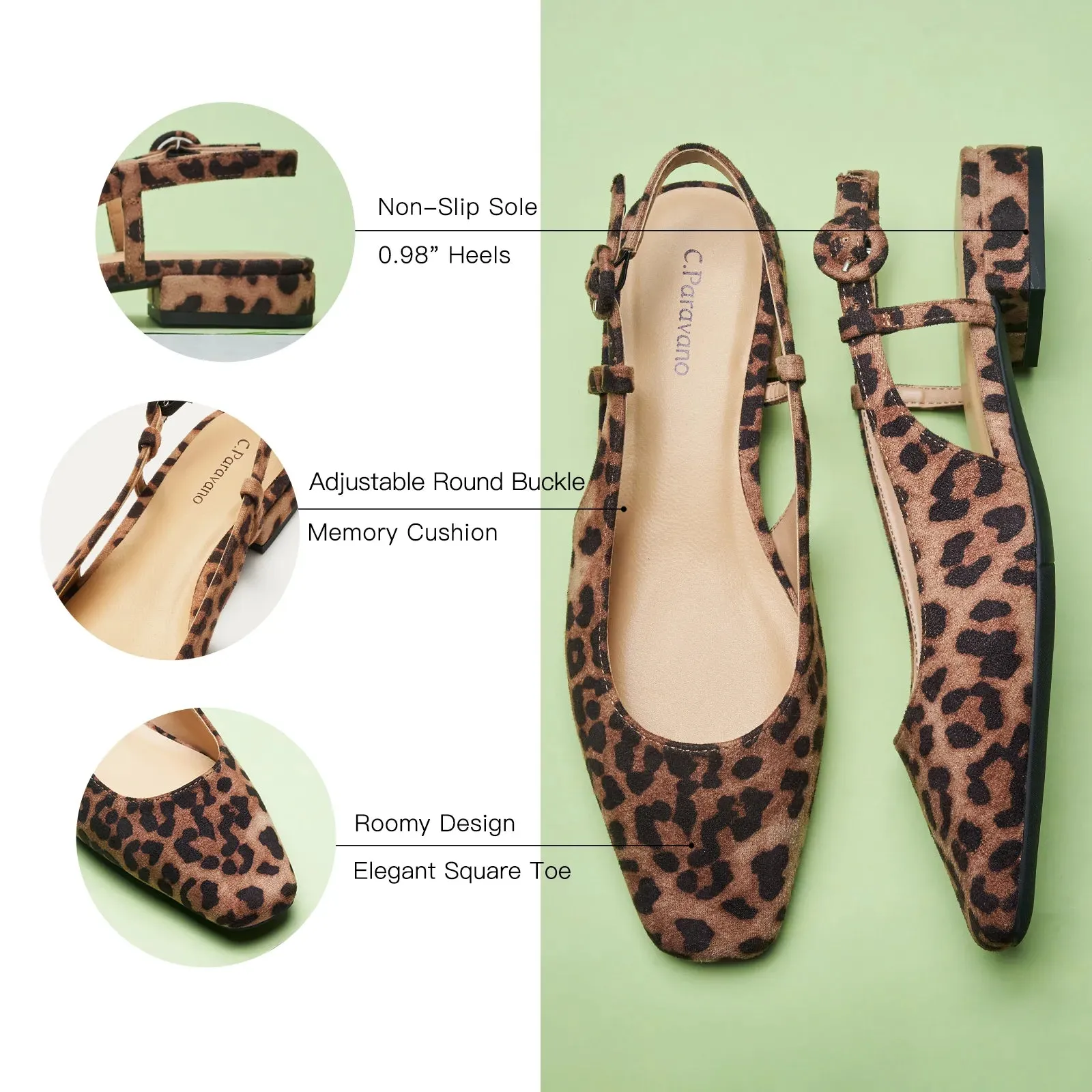 Square Toe Block Heel Slingback Sandals (Alyssa F) wedding