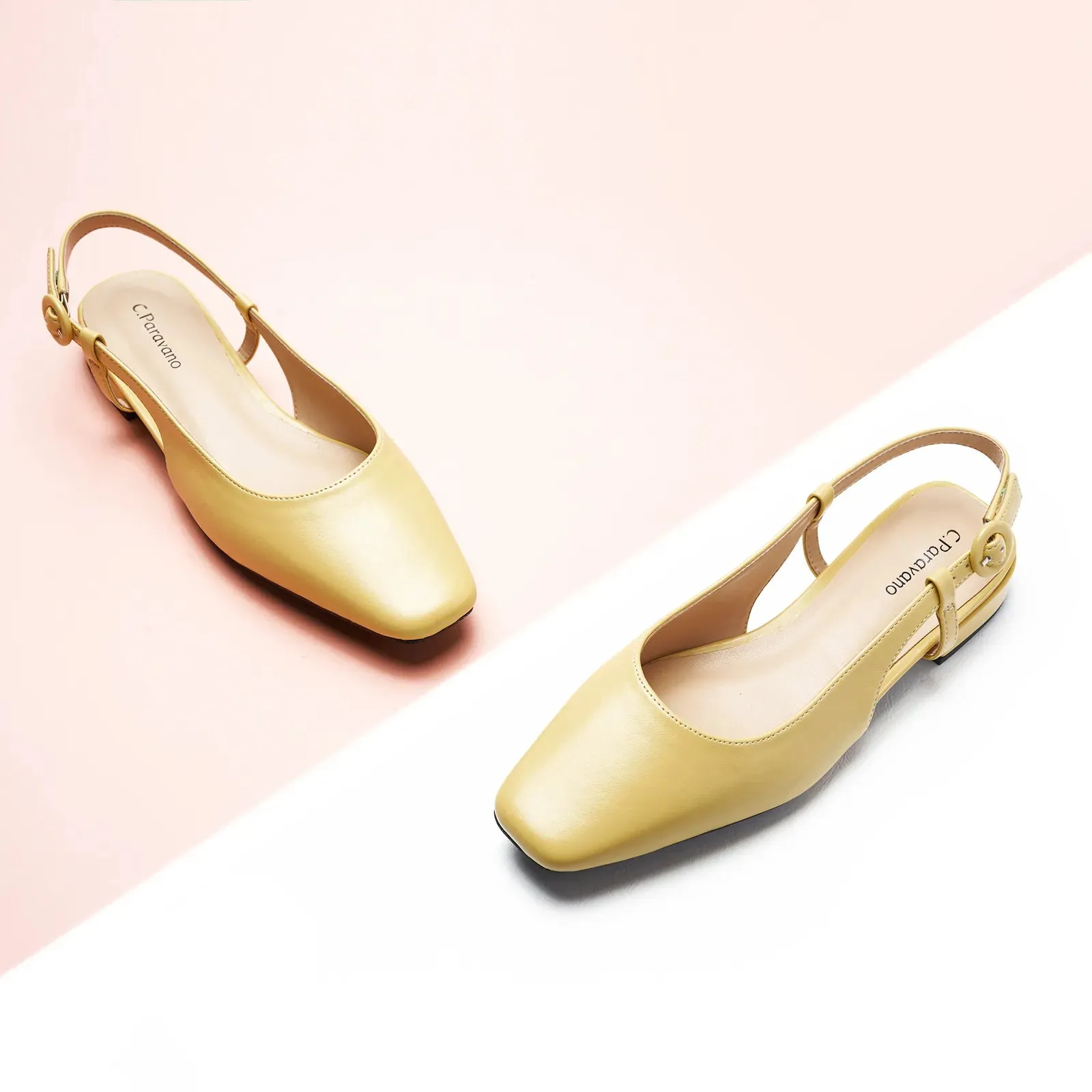 Square Toe Block Heel Slingback Sandals (Alyssa F) wedding