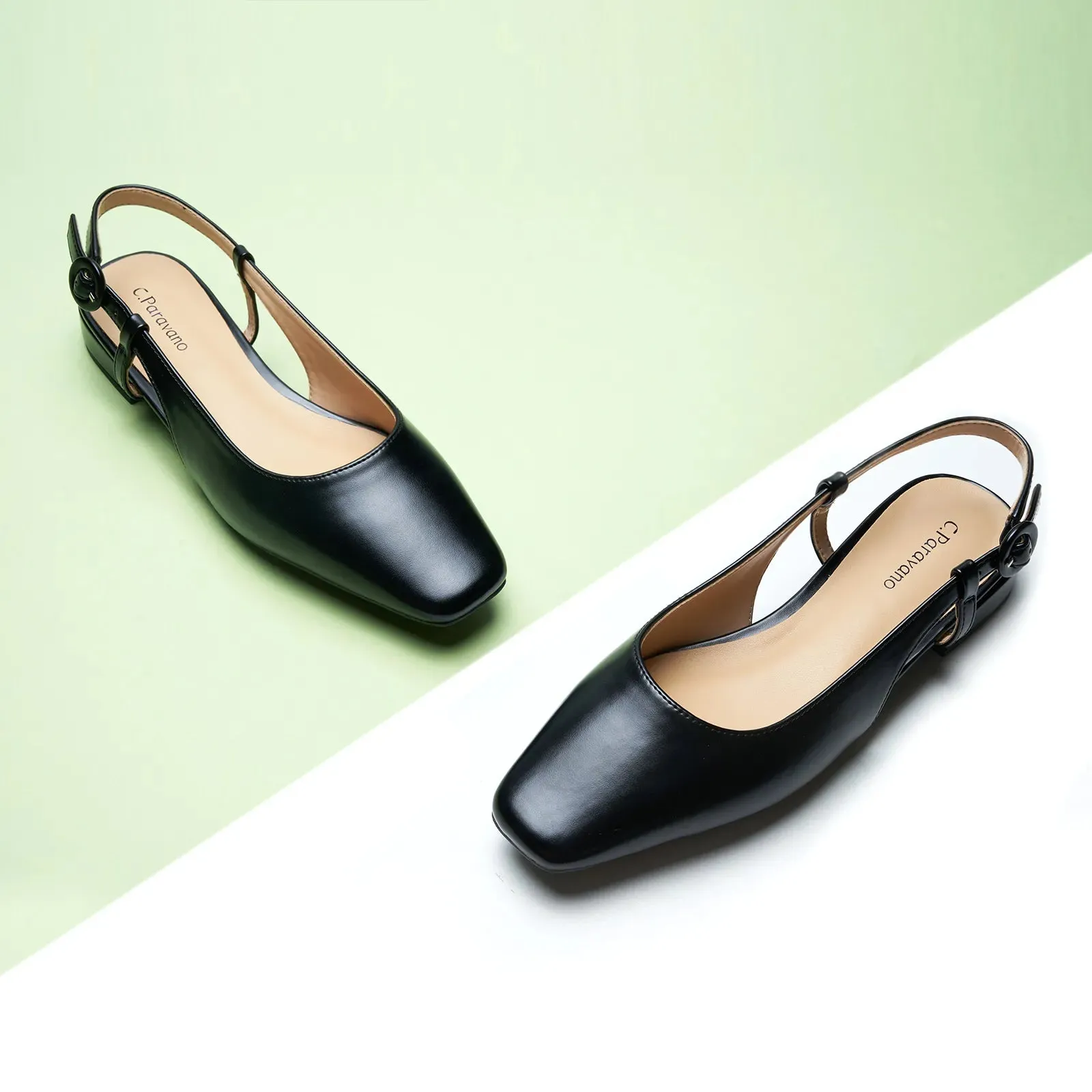 Square Toe Block Heel Slingback Sandals (Alyssa F) wedding