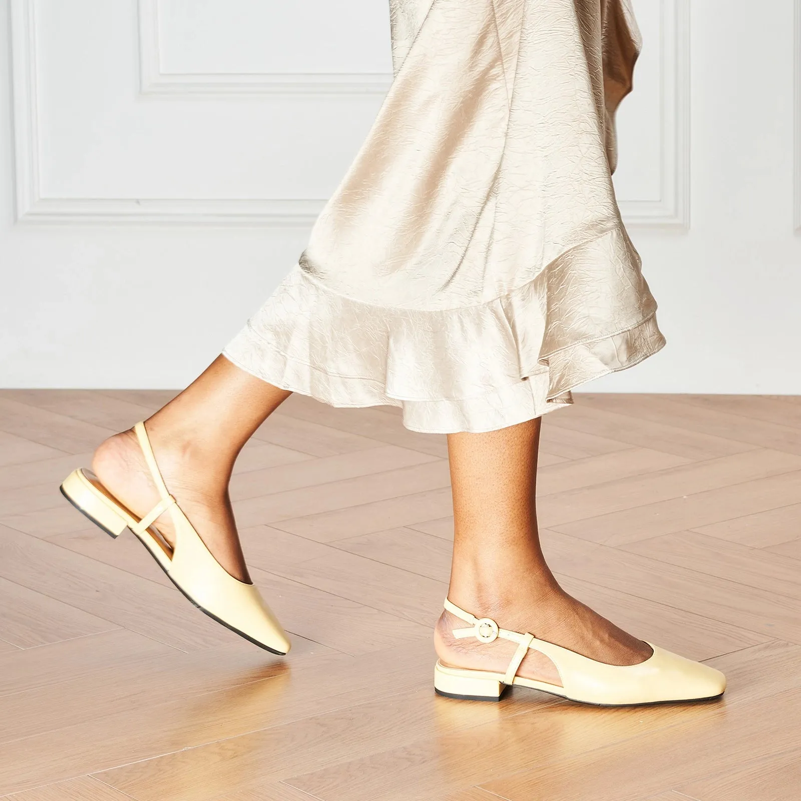 Square Toe Block Heel Slingback Sandals (Alyssa F) wedding