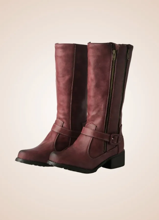 Steampunk Low Block Heel Boots