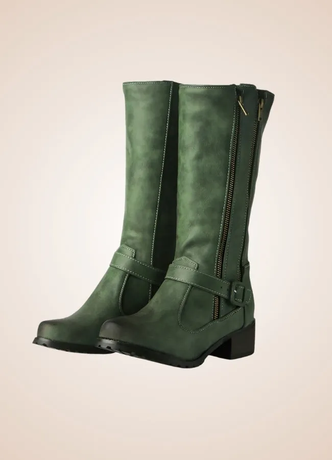 Steampunk Low Block Heel Boots