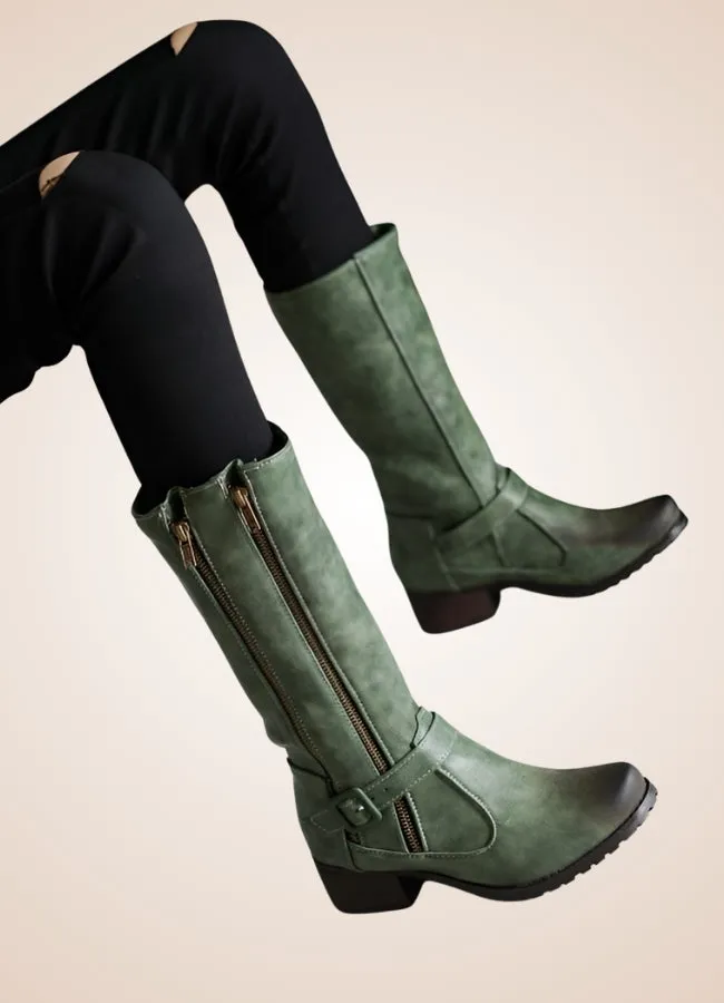 Steampunk Low Block Heel Boots