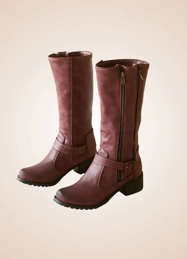Steampunk Low Block Heel Boots