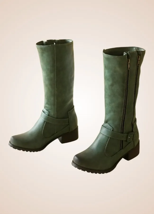 Steampunk Low Block Heel Boots