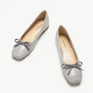 Stitching Toe Ballet Flats (Elena) Grey