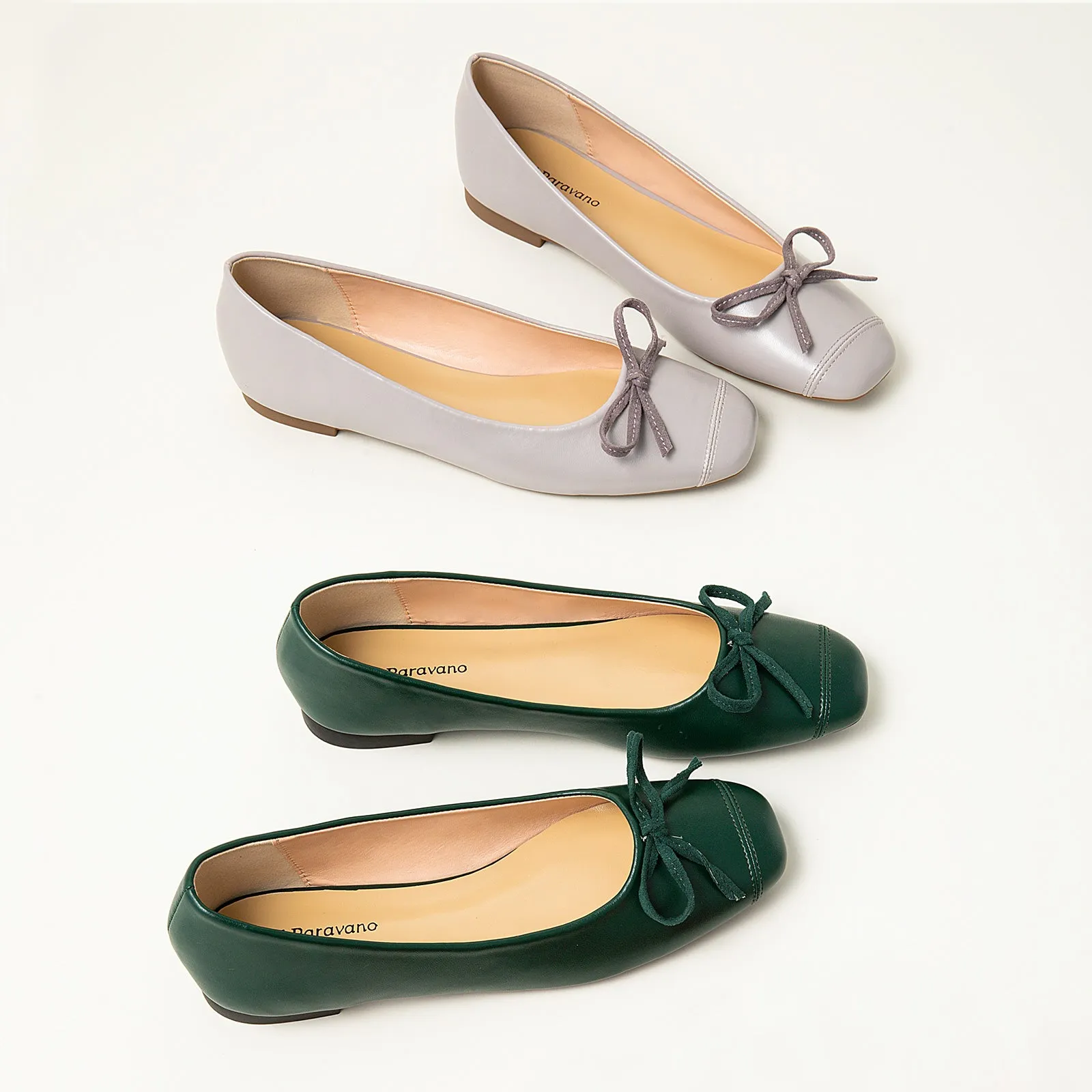 Stitching Toe Ballet Flats (Elena) Grey