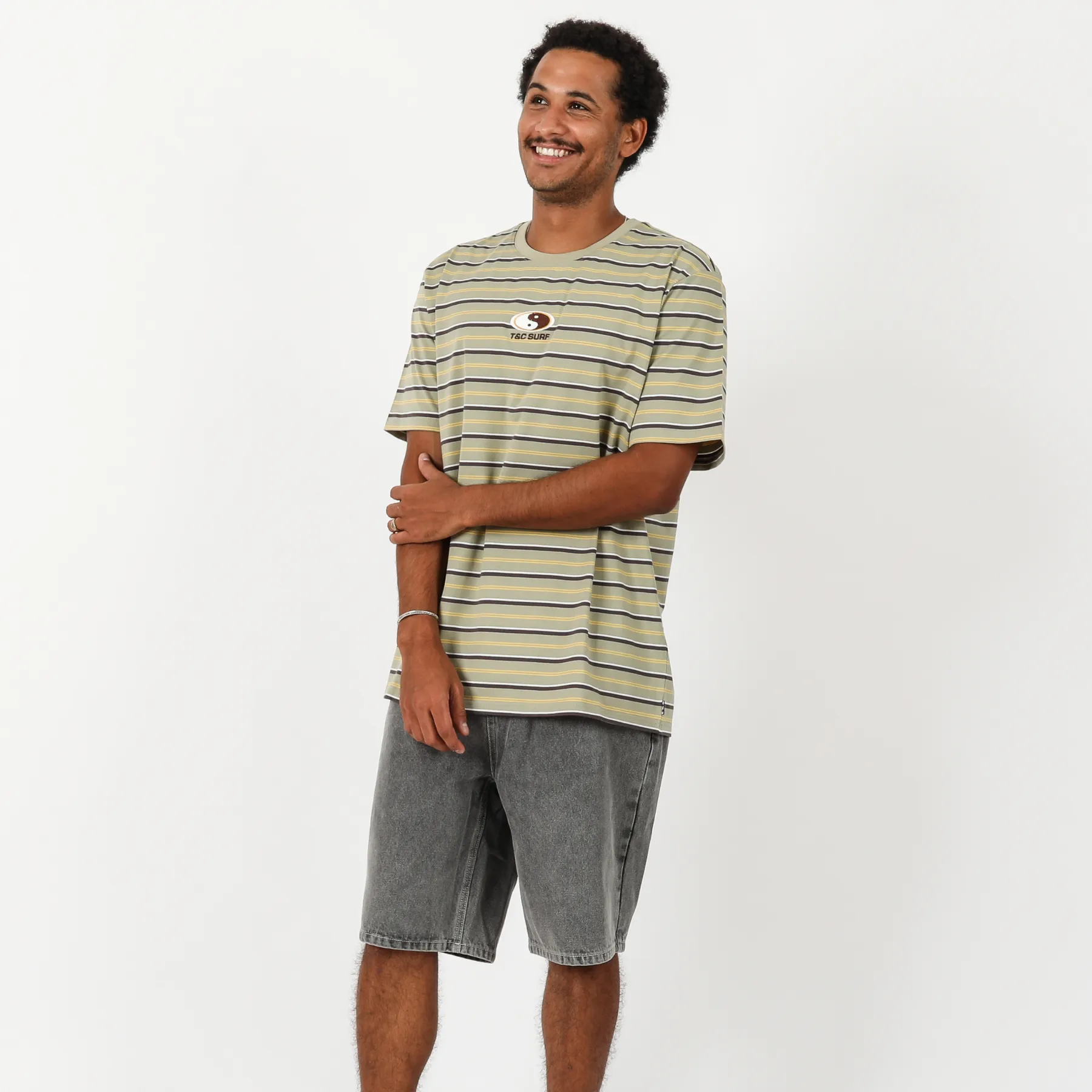 T&C MALIBU STRIPE TEE - CLAY
