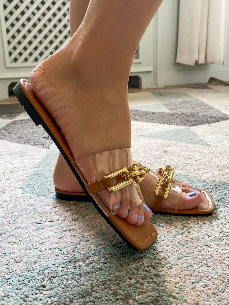 Transparent Upper Chain-Accent Slide