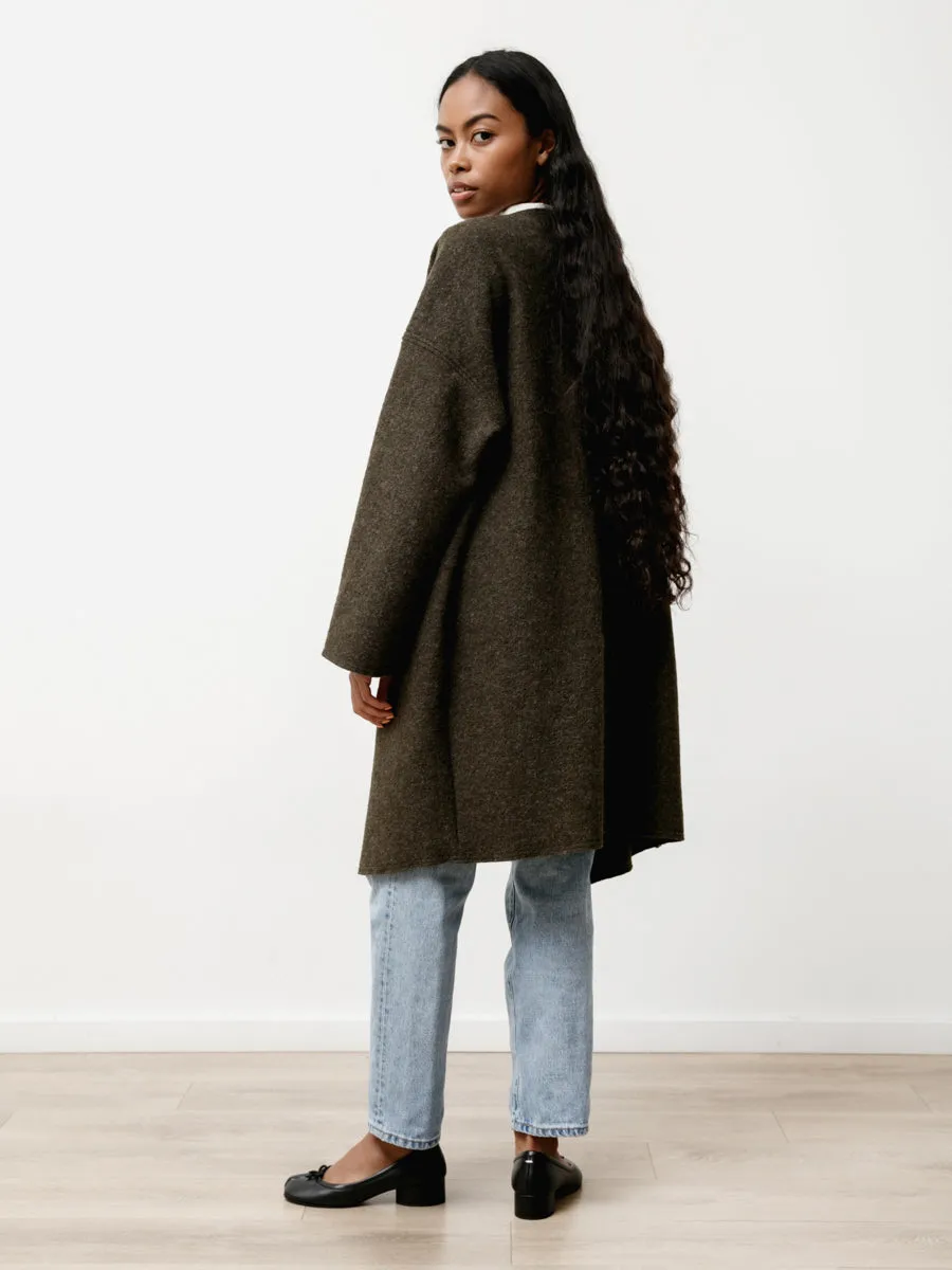 ura coat - boiled wool heather green