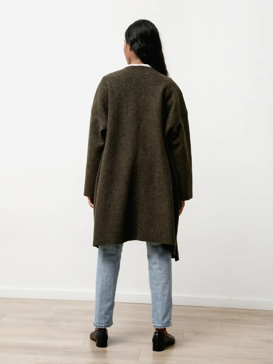 ura coat - boiled wool heather green