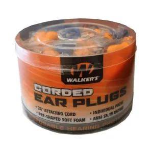 Walkers Foam Ear Corded Plugs 50 Pair Jar