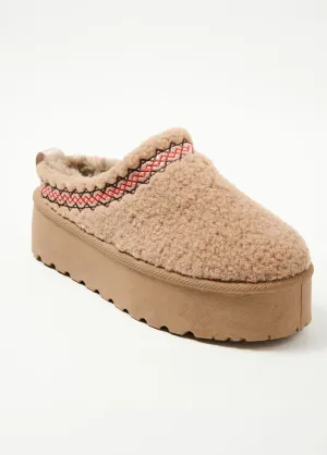 Warm furry mules with thick soles